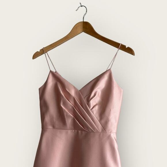 NWT | Alfred Sung | Sateen Twill Dress V-Neck w/ Pockets | Toasted Sugar | 2 - Picture 6 of 13